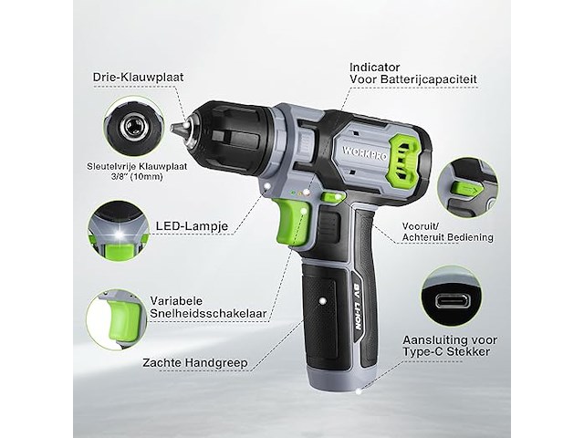 Workpro 8v accuschroevendraaier set - afbeelding 4 van  5