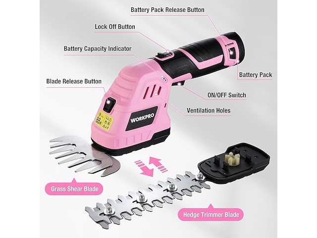Workpro draadloze gras- en heggenschaar - afbeelding 2 van  3