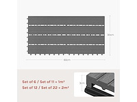 Wpc vloertegeltegel 30x60cm, voor tuinterras, lichtgrijs 12 stuks - 2 m² - afbeelding 9 van  10