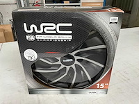 Wrc wieldoppen 15 inch zwart/zilver 4 stuks - afbeelding 1 van  6