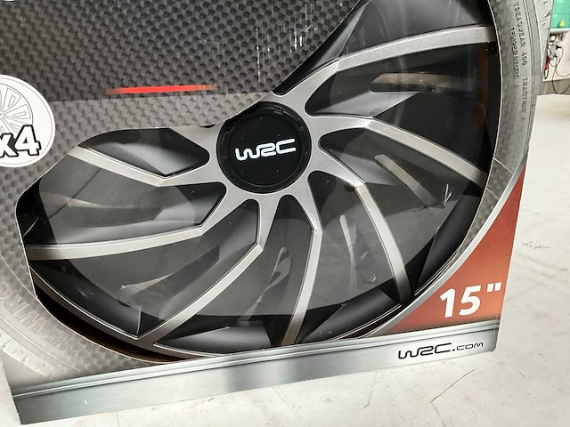 Wrc wieldoppen 15 inch zwart/zilver 4 stuks - afbeelding 2 van  6