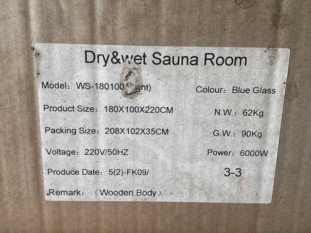 Ws-180100 douchecabine met sauna - afbeelding 3 van  3