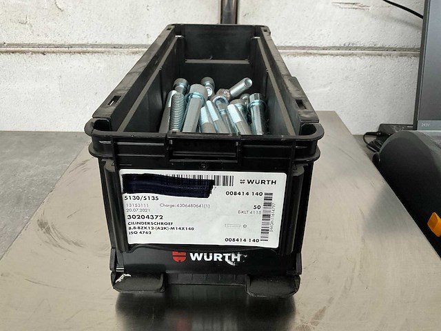 Würth 10.07 kg cilinderschroef m14x140 in stapelbare bak - afbeelding 1 van  5