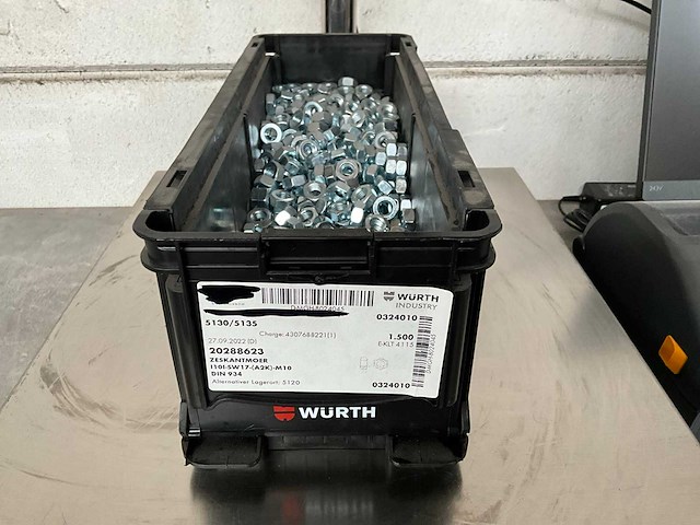 Würth 10.14 kg zeskantmoer m10 in stapelbare bak - afbeelding 1 van  3