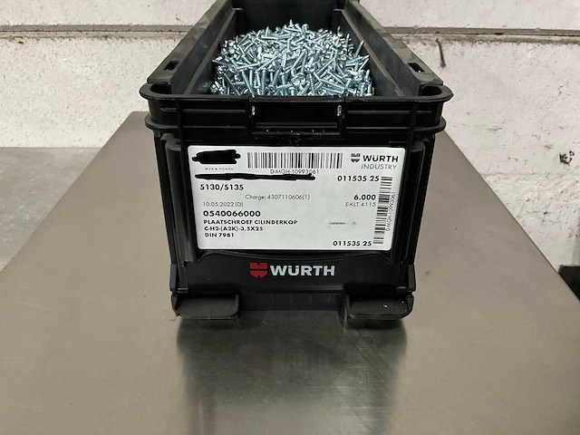 Würth 10.39 kg plaatschroef cilinderkop 3,5 x 25 in stapelbare bak - afbeelding 1 van  5