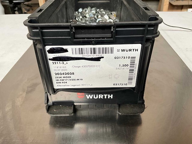 Würth 10.63kg zeskantmoer m10 in stapelbare bak - afbeelding 2 van  6