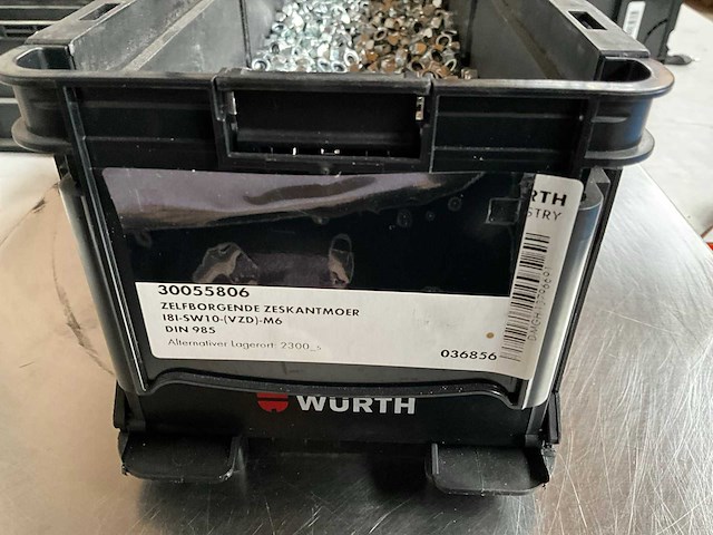 Würth 10.69kg zelfborgende zeskantmoer m6 in stapelbare bak - afbeelding 2 van  6