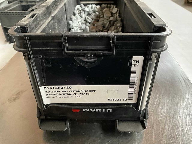 Würth 10.83kg flensbout met vertanding m8x12 in stapelbare bak - afbeelding 2 van  6