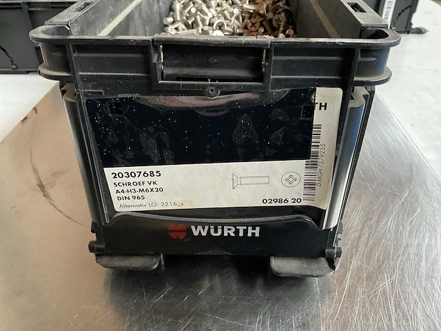 Würth 11.38kg schroef verzonken kop m6x20 in stapelbare bak - afbeelding 2 van  6