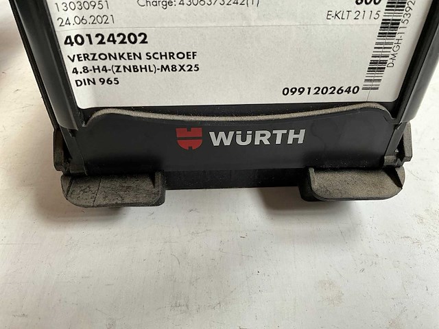 Würth 11.89kg verzonken schroef m8x25 in stapelbare bak - afbeelding 2 van  6