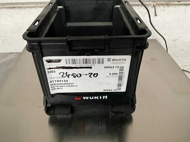 Würth 1.23 kg zeskanttapbout m3 x 12 in stapelbare bak - afbeelding 1 van  6