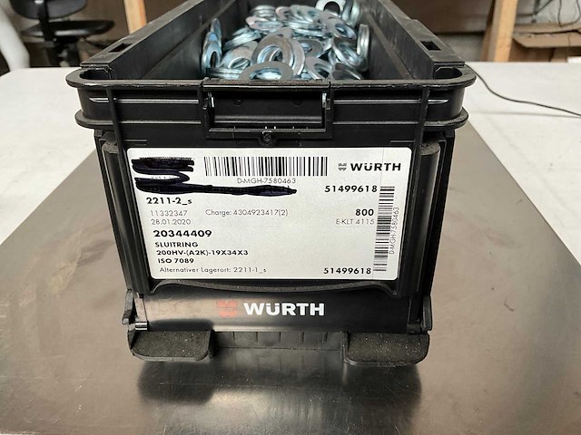Würth 12.85kg sluitring 19x34x3 in stapelbare bak - afbeelding 2 van  6