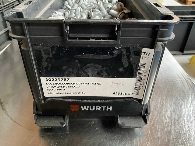 Würth 13.00kg lage bolkopschroef met flens m8x20 in stapelbare bak - afbeelding 2 van  6