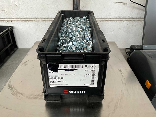 Würth 13.64 kg zeskantmoer m10 in stapelbare bak - afbeelding 1 van  5