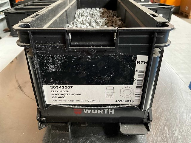 Würth 14.46kg zeskantmoer m6 in stapelbare bak - afbeelding 2 van  6