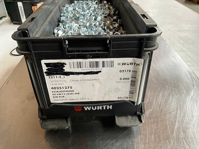 Würth 15.22kg zeskantmoer m8 in stapelbare bak - afbeelding 2 van  6