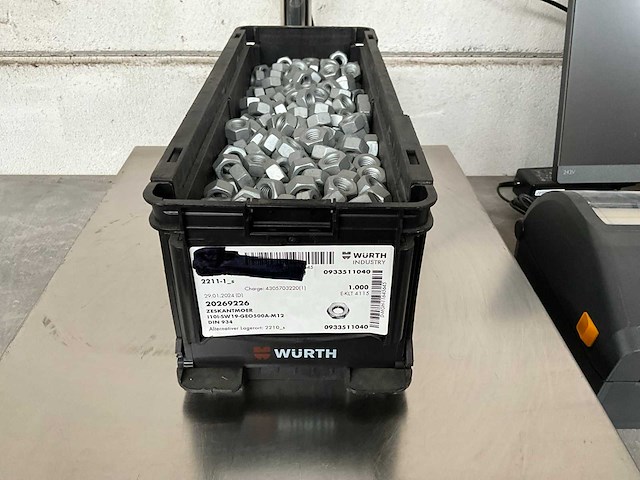 Würth 15.92 kg zeskantmoer m12 in stapelbare bak - afbeelding 1 van  5