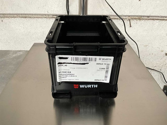 Würth 2.17 kg zeskanttapbout m3 x 12 in stapelbare bak - afbeelding 1 van  5