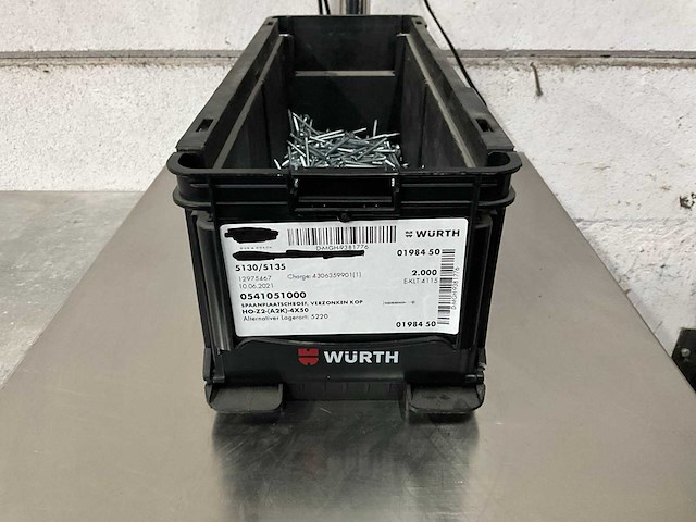 Würth 2.73 kg spaanplaatschroef verzonken kop 4 x 50 in stapelbare bak - afbeelding 1 van  5