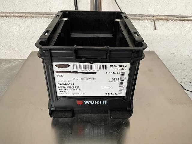 Würth 3.37 kg zeskanttapbout m6 x 16 in stapelbare bak - afbeelding 1 van  5