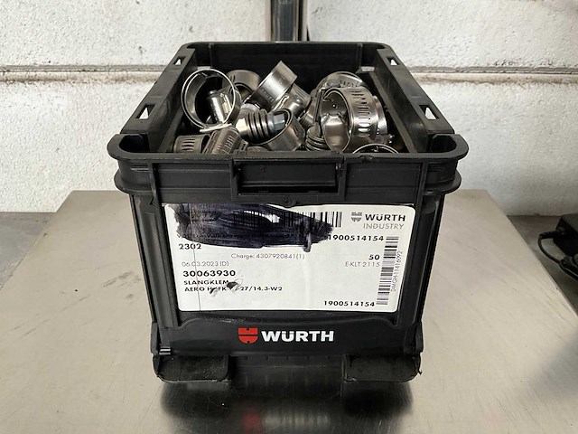 Würth 3.67 kg slangklem 16/27 in stapelbare bak - afbeelding 1 van  6