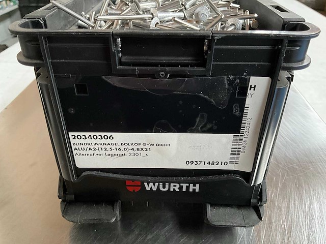 Würth 3.77kg blindklinknagel bolkop alu 12,5-16,0/4,8x21 in stapelbare bak - afbeelding 1 van  4
