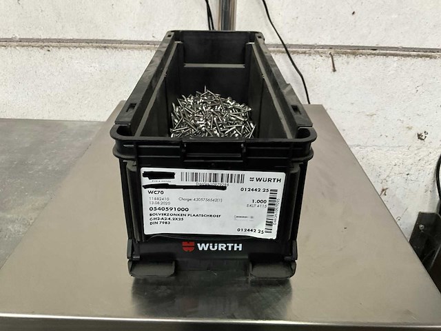 Würth 4.33 kg bolverzonken plaatschroef 4,2 x 25 in stapelbare bak rvs - afbeelding 1 van  5