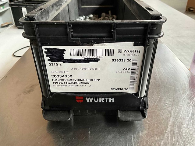 Würth 5.00kg flensbout met vertanding m8x20 in stapelbare bak - afbeelding 2 van  6