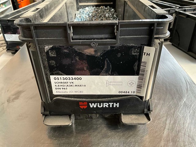 Würth 5.07kg schroef verzonken kop m4x10 in stapelbare bak - afbeelding 4 van  6