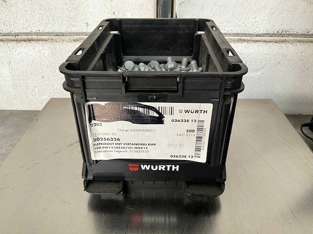Würth 5.50 kg flensbout met vertanding ripp m8x12 in stapelbare bak - afbeelding 1 van  3