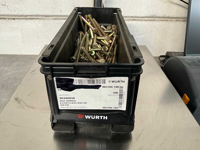 Würth 6.08 kg zeskant tapbout m8x100 in stapelbare bak - afbeelding 1 van  4