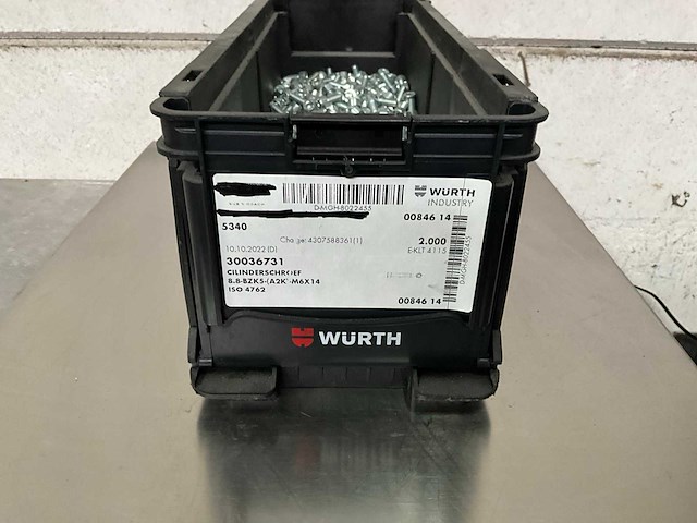 Würth 6.24 kg cilinderschroef m6 x 14 in stapelbare bak - afbeelding 1 van  5