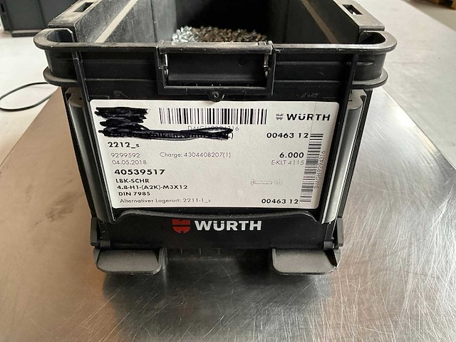 Würth 6.41kg lbk schroef m3x12 in stapelbare bak - afbeelding 2 van  2