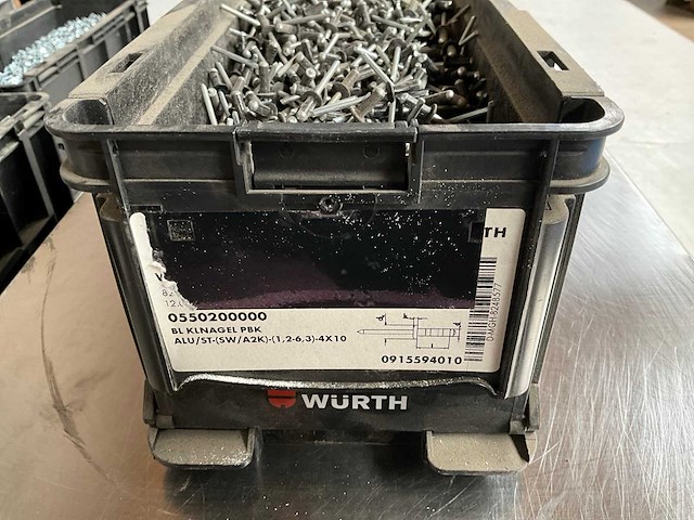 Würth 6.66kg blindklinknagel pbk alu 1,2-6,3/4x10 in stapelbare bak - afbeelding 2 van  5