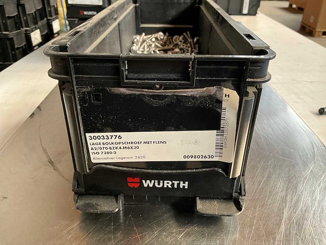 Würth 7.16kg lage bolkopschroef met flens m6x30 in stapelbare bak - afbeelding 2 van  6