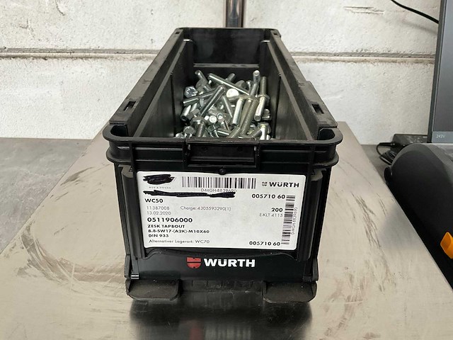 Würth 7.22 kg zeskant tapbout m10x60 in stapelbare bak - afbeelding 1 van  5