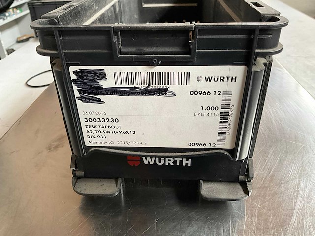 Würth 8.75kg zeskant tapbout m6x12 in stapelbare bak - afbeelding 2 van  6
