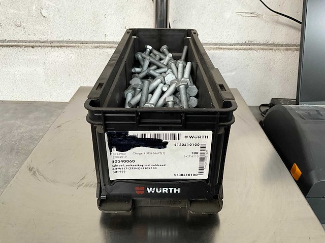 Würth 8.89 kg schroef zeskantkop met voldraad m10x100 in stapelbare bak - afbeelding 1 van  4