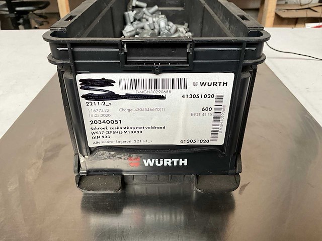 Würth 9.21kg schroef zeskantkop met voldraad m10x20 in stapelbare bak - afbeelding 2 van  6