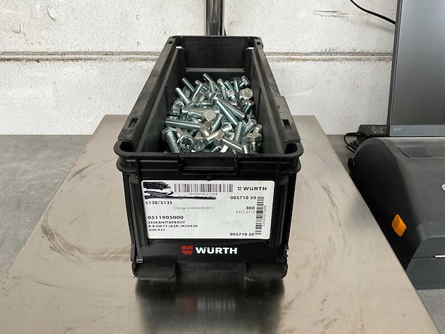 Würth 9.96 kg zeskant tapbout m10x50 in stapelbare bak - afbeelding 1 van  5