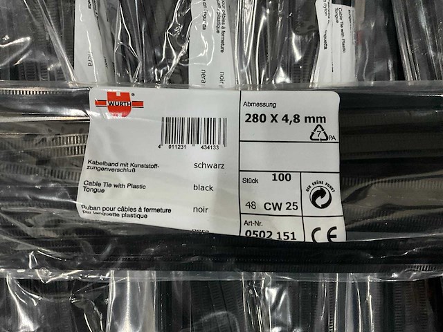 Würth kabelband 280 x 4,8 mm 100 stuks (10x) - afbeelding 2 van  2
