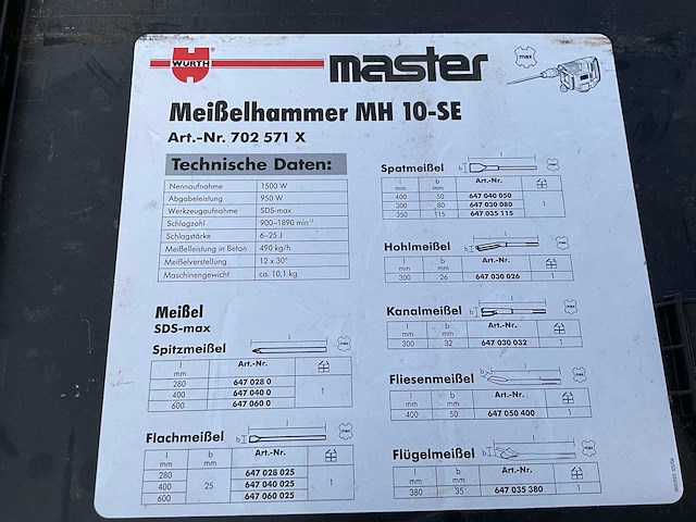 Würth master breekhamer + koffer en beitels - afbeelding 5 van  7