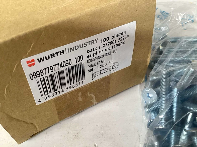 Würth verzinkte platkopverzonken schroef m8x50 (1000x) - afbeelding 3 van  4
