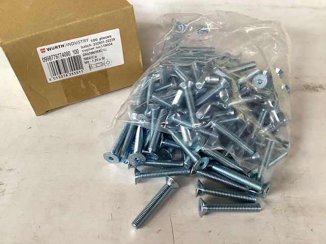 Würth verzinkte platkopverzonken schroef m8x50 (1100x) - afbeelding 1 van  4