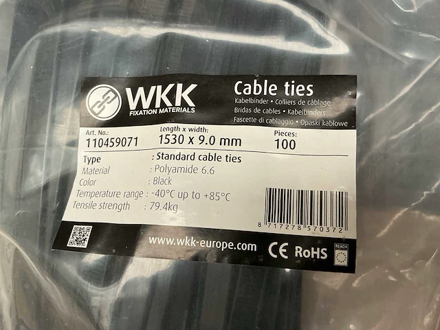 Wwk 1530 x 9 mm polyamide kabelbinders (5x) - afbeelding 1 van  2