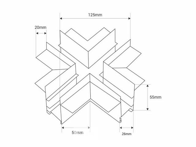 X connector voor inbouw magnetische rails 20 mm - horizontaal (x4) - afbeelding 5 van  5