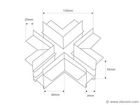 X connector voor inbouw magnetische rails 20 mm . horizontaal (x4) - afbeelding 4 van  4