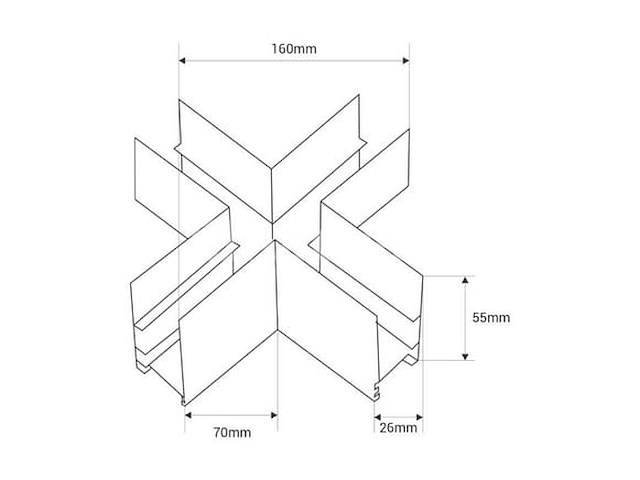 X connector voor magnetische opbouwrails 20 mm - horizontaal (x4) - afbeelding 2 van  4