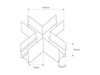 X connector voor magnetische opbouwrails 20 mm - horizontaal (x4) - afbeelding 2 van  4