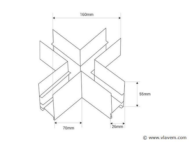 X-connector voor magnetische opbouwrails 20 mm - horizontaal (x4) - afbeelding 4 van  4